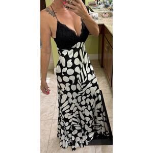 Mary. L couture SZ 8 Black white lace Maxi formal dress mermaid skirt Y2K ($299)